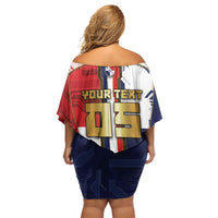 Custom Panama Football Off Shoulder Short Dress Cybernetic Mech Warrior Flag