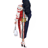 Custom Panama Football Off The Shoulder Long Sleeve Dress Cybernetic Mech Warrior Flag