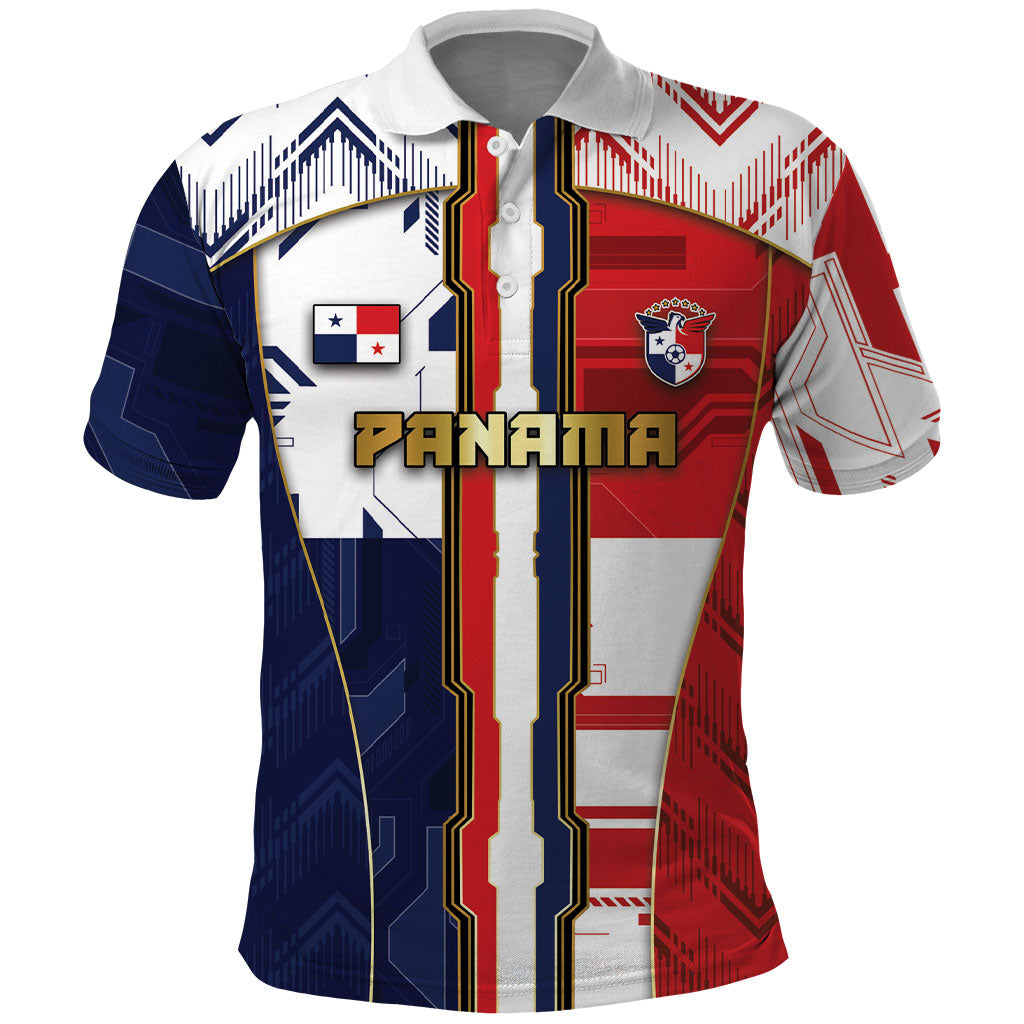 Custom Panama Football Polo Shirt Cybernetic Mech Warrior Flag