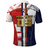 Custom Panama Football Polo Shirt Cybernetic Mech Warrior Flag