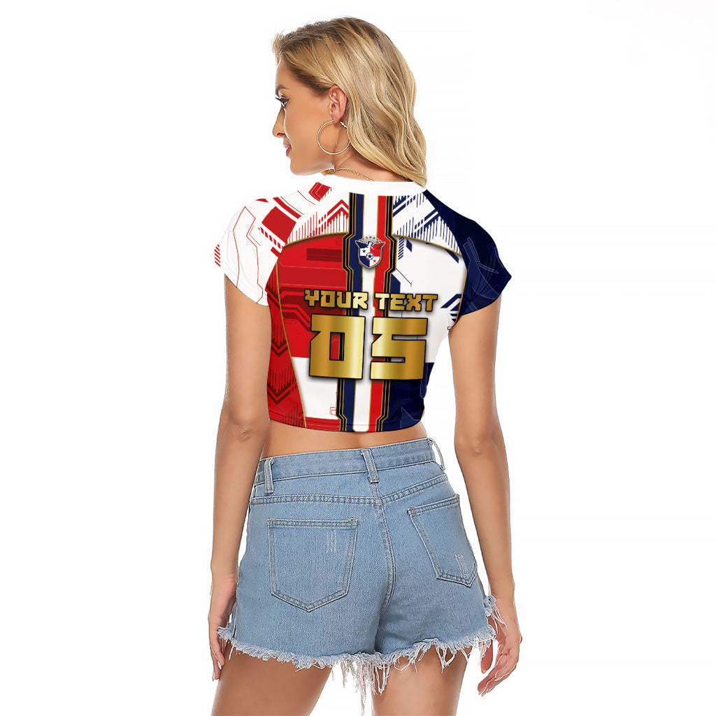 Custom Panama Football Raglan Cropped T Shirt Cybernetic Mech Warrior Flag