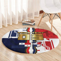Custom Panama Football Round Carpet Cybernetic Mech Warrior Flag