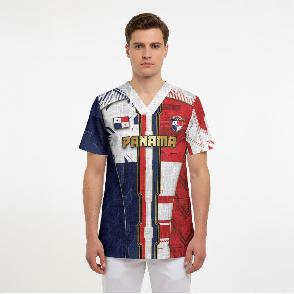Custom Panama Football Scrub Top Cybernetic Mech Warrior Flag