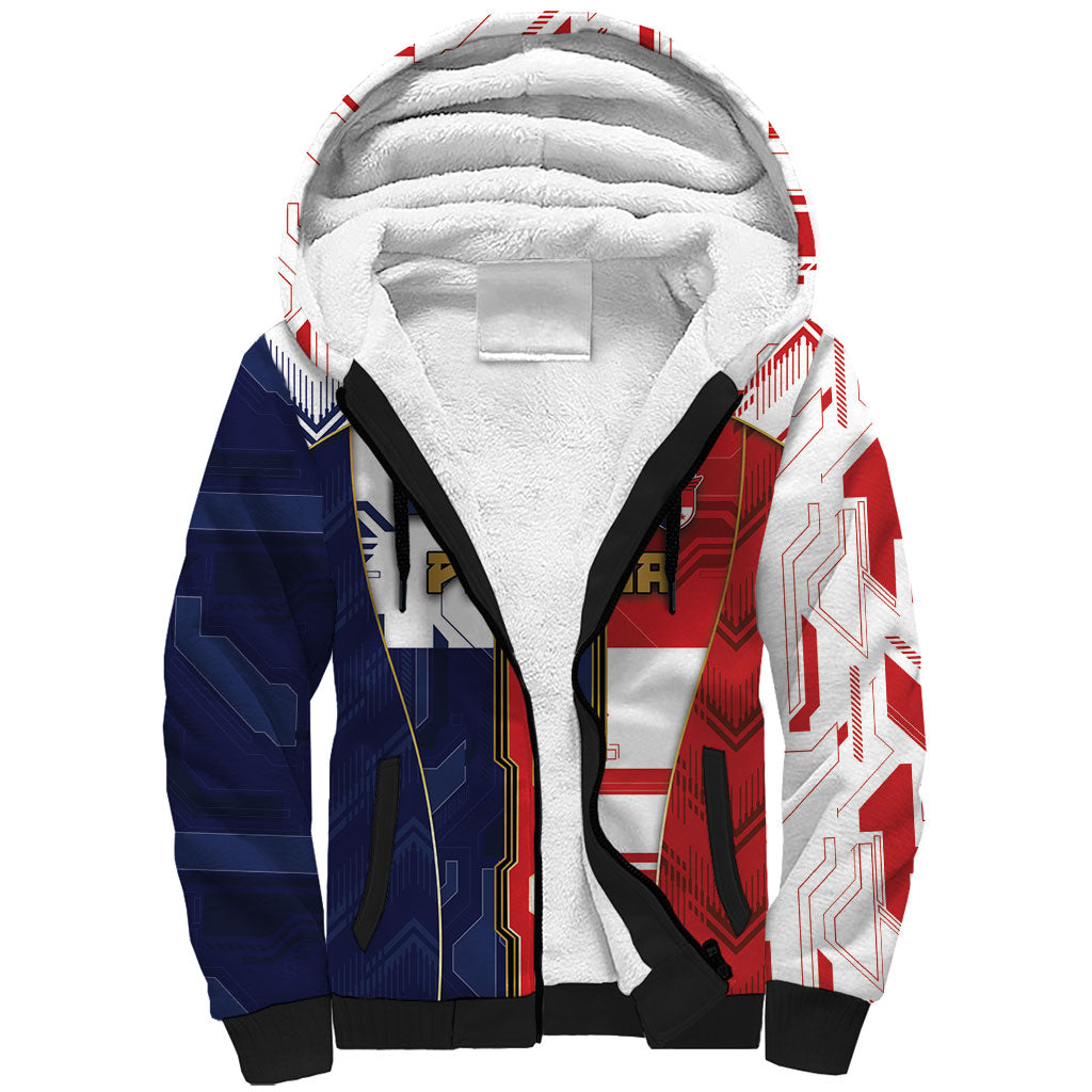Custom Panama Football Sherpa Hoodie Cybernetic Mech Warrior Flag