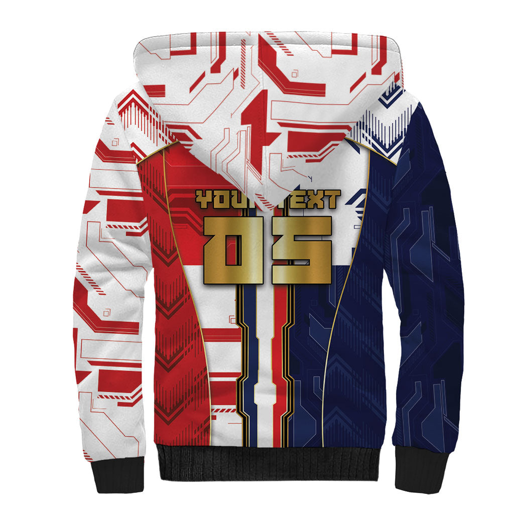 Custom Panama Football Sherpa Hoodie Cybernetic Mech Warrior Flag