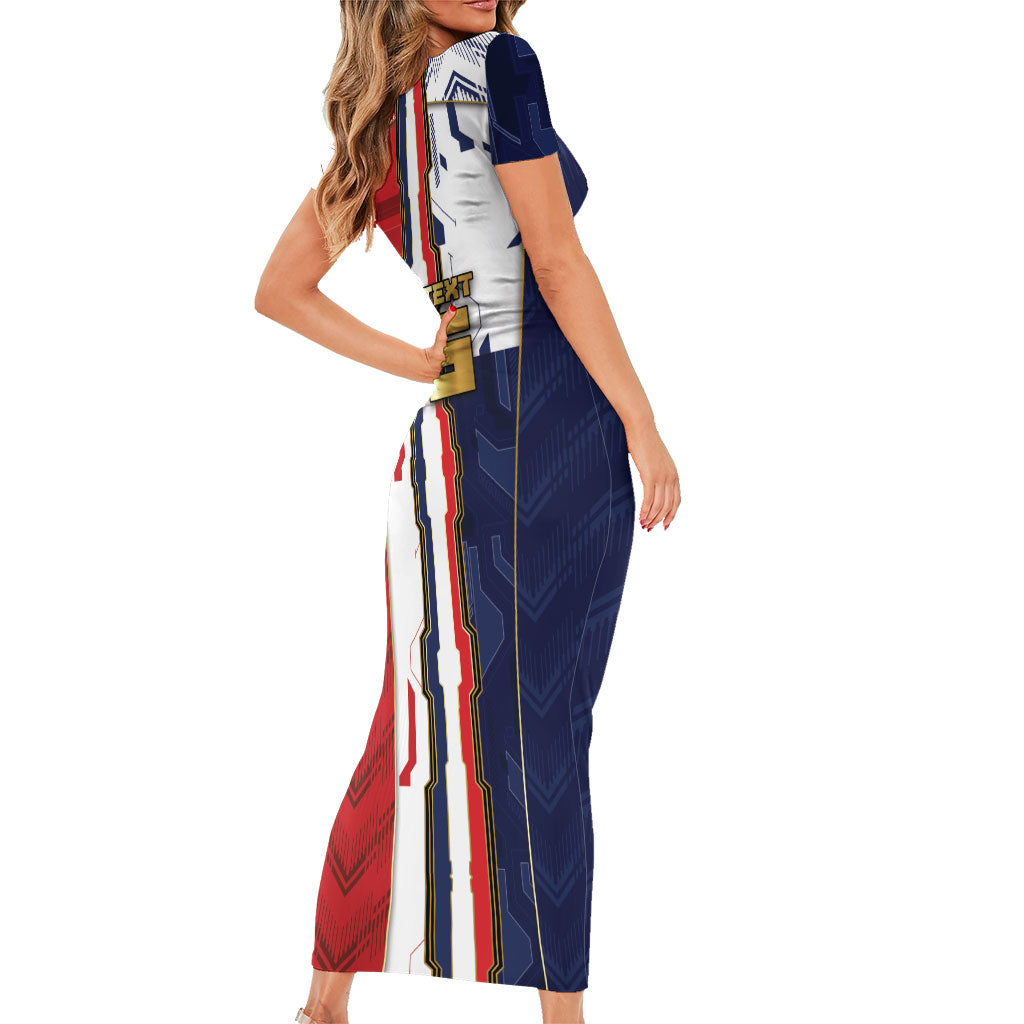 Custom Panama Football Short Sleeve Bodycon Dress Cybernetic Mech Warrior Flag