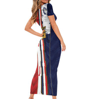 Custom Panama Football Short Sleeve Bodycon Dress Cybernetic Mech Warrior Flag