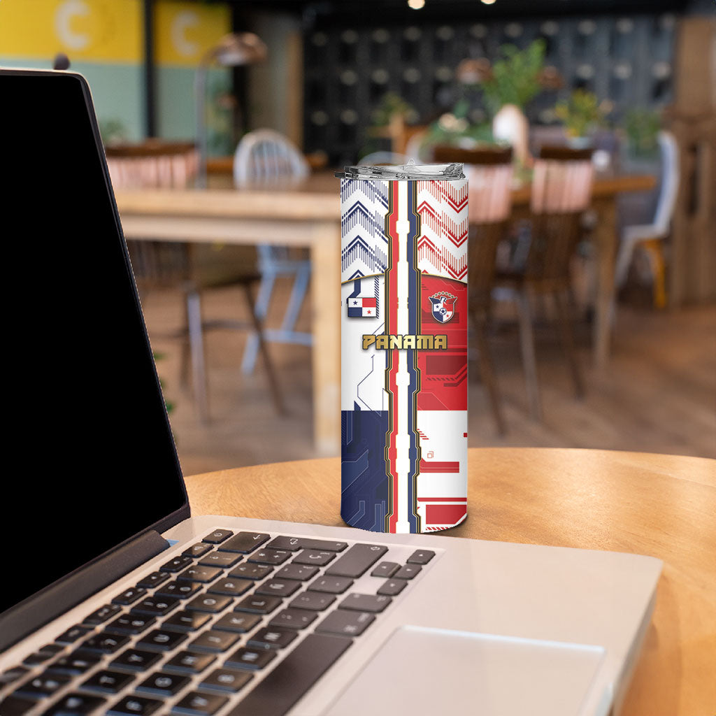 Custom Panama Football Skinny Tumbler Cybernetic Mech Warrior Flag