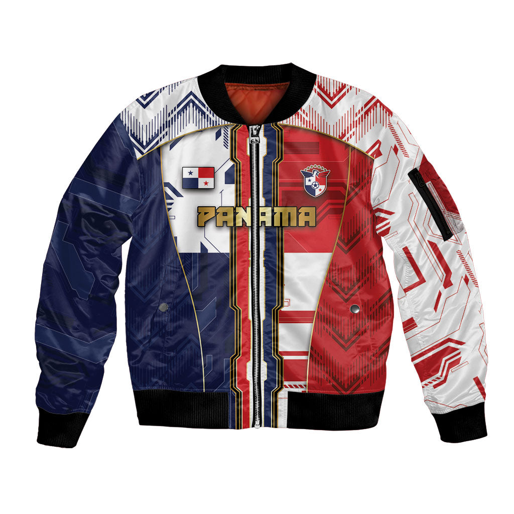 Custom Panama Football Sleeve Zip Bomber Jacket Cybernetic Mech Warrior Flag