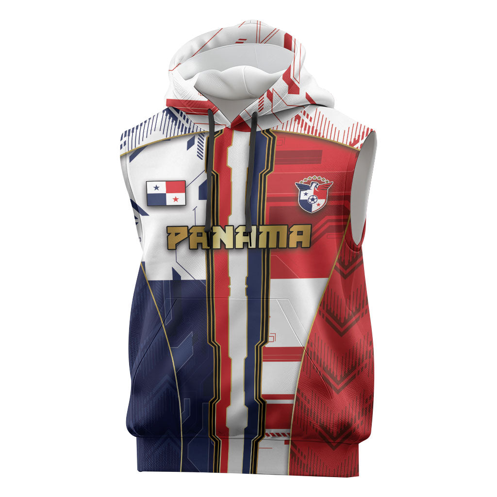 Custom Panama Football Sleeveless Hoodie Cybernetic Mech Warrior Flag
