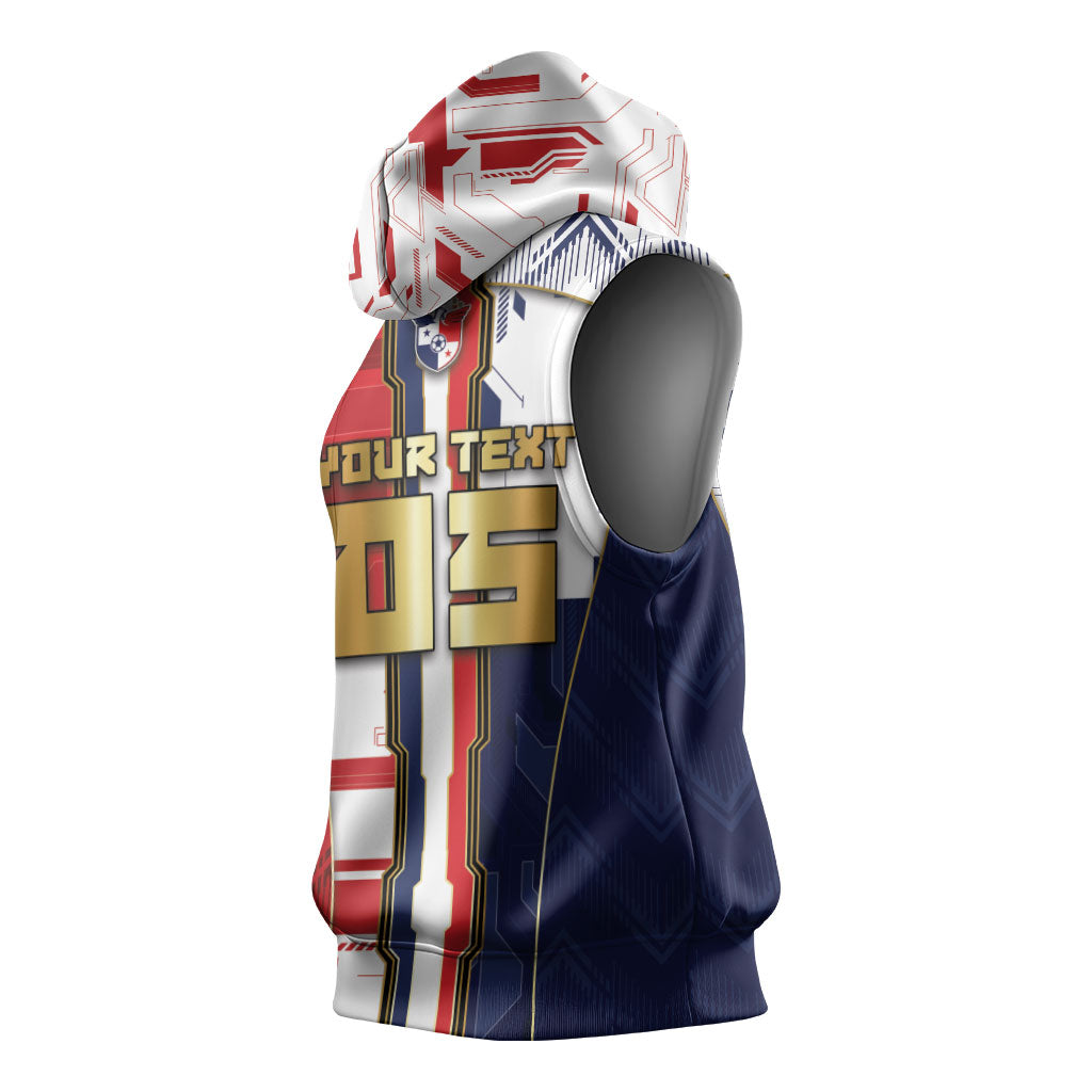 Custom Panama Football Sleeveless Hoodie Cybernetic Mech Warrior Flag