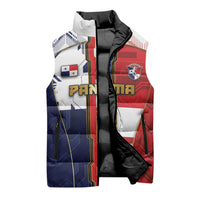 Custom Panama Football Sleeveless Puffer Jacket Cybernetic Mech Warrior Flag