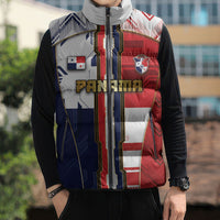 Custom Panama Football Sleeveless Puffer Jacket Cybernetic Mech Warrior Flag