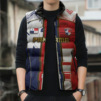 Custom Panama Football Sleeveless Puffer Jacket Cybernetic Mech Warrior Flag