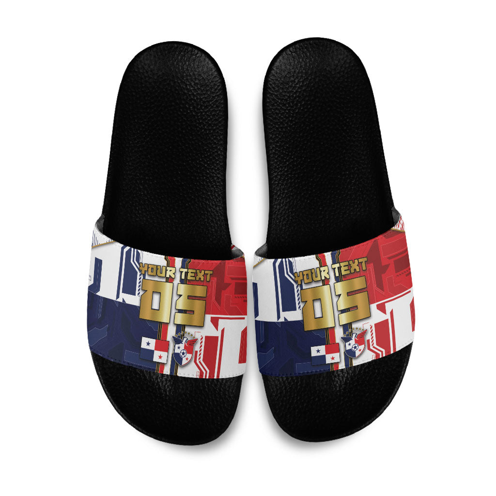 Custom Panama Football Slide Sandals Cybernetic Mech Warrior Flag
