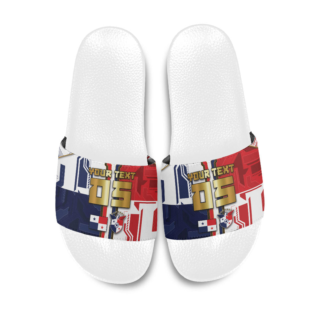 Custom Panama Football Slide Sandals Cybernetic Mech Warrior Flag