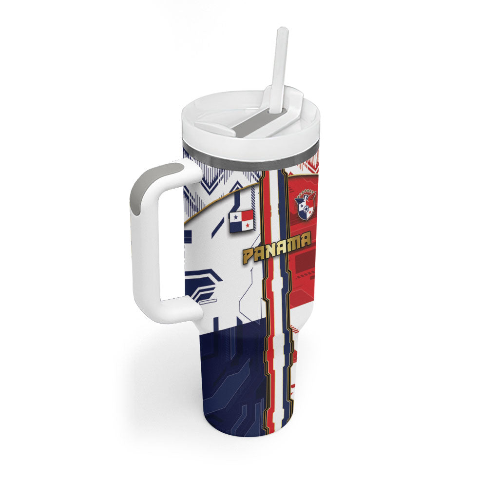Custom Panama Football Tumbler With Handle Cybernetic Mech Warrior Flag