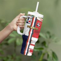 Custom Panama Football Tumbler With Handle Cybernetic Mech Warrior Flag