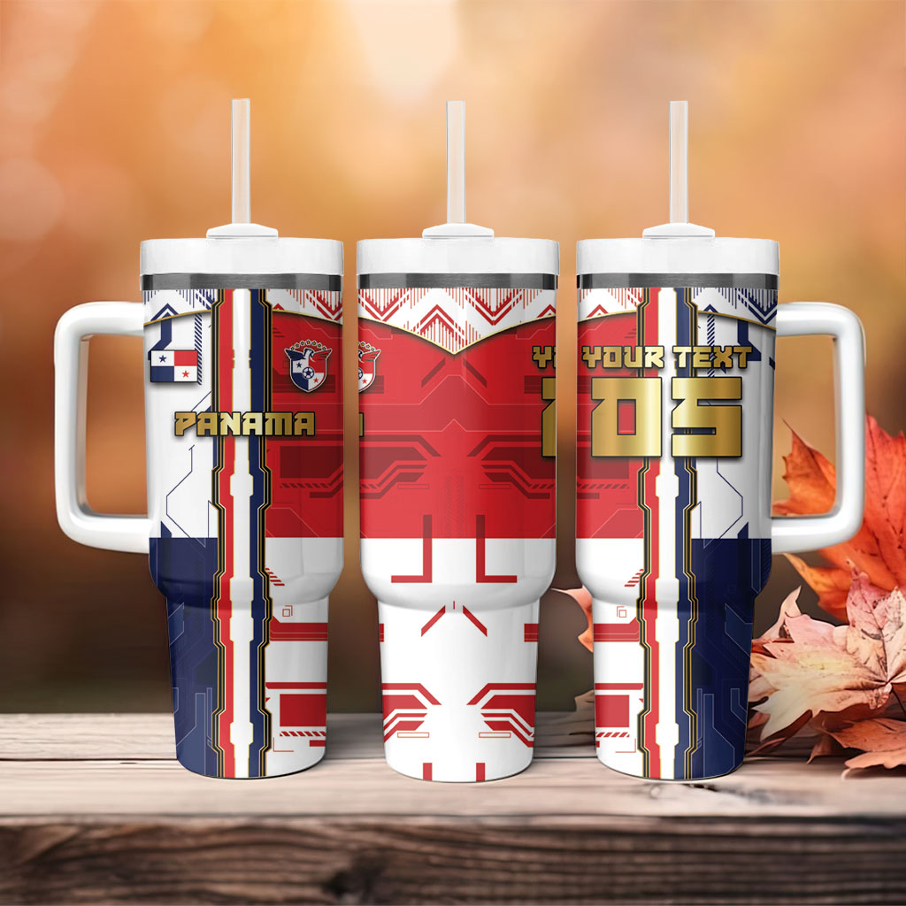 Custom Panama Football Tumbler With Handle Cybernetic Mech Warrior Flag