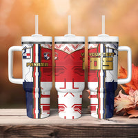 Custom Panama Football Tumbler With Handle Cybernetic Mech Warrior Flag