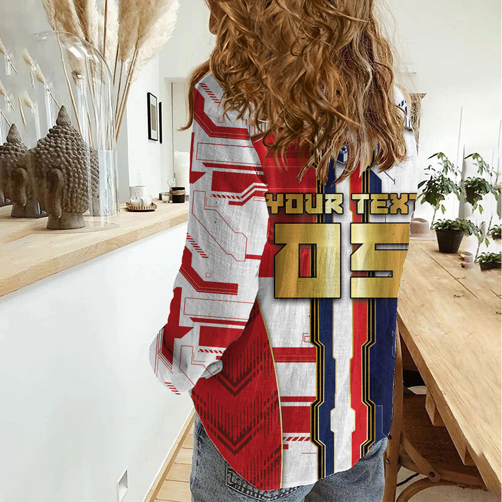 Custom Panama Football Women Casual Shirt Cybernetic Mech Warrior Flag