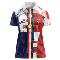 Custom Panama Football Women Polo Shirt Cybernetic Mech Warrior Flag