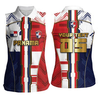 Custom Panama Football Women Sleeveless Polo Shirt Cybernetic Mech Warrior Flag