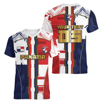 Custom Panama Football Women V-Neck T-Shirt Cybernetic Mech Warrior Flag