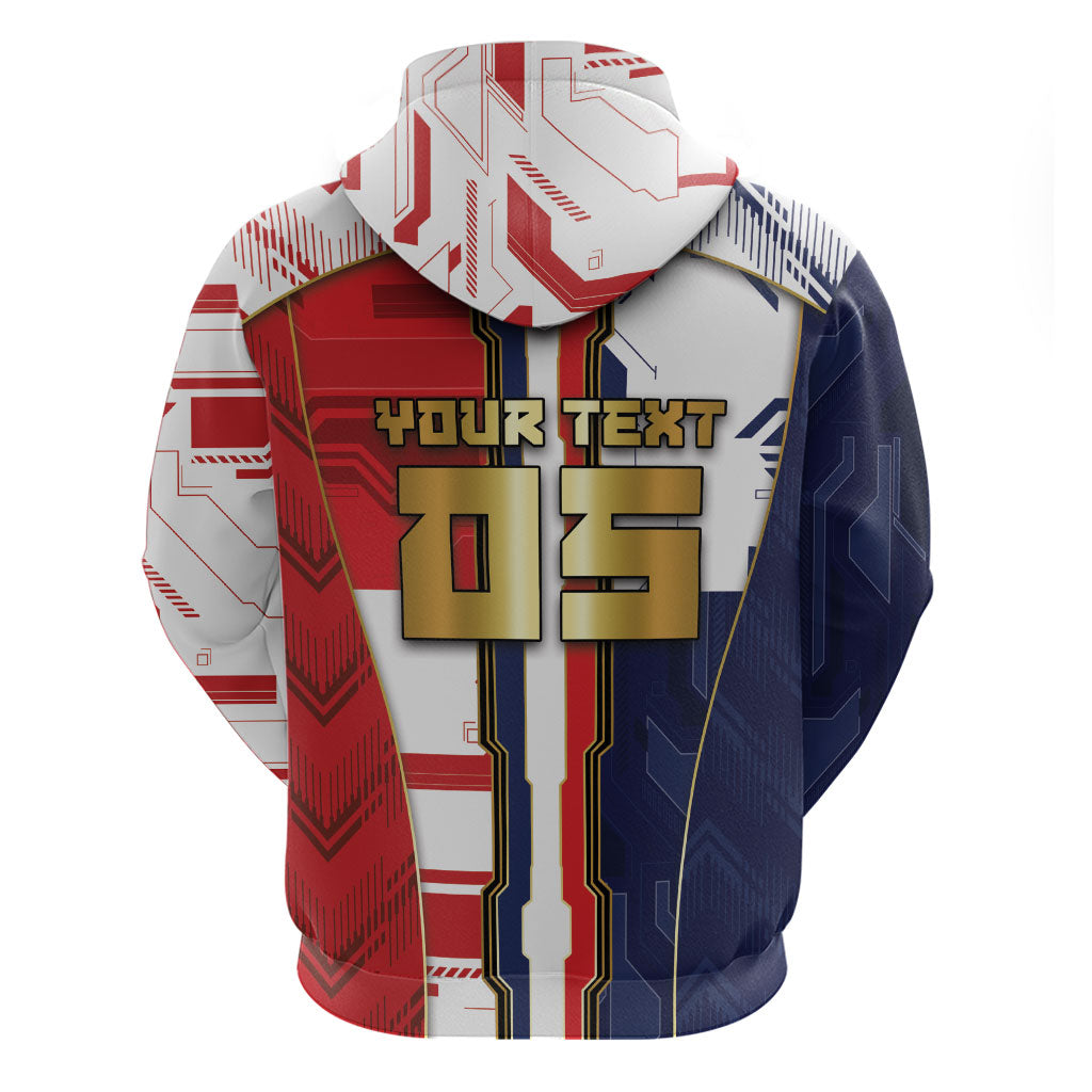 Custom Panama Football Zip Hoodie Cybernetic Mech Warrior Flag