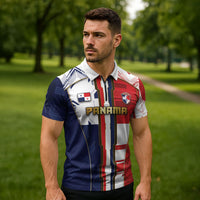 Custom Panama Football Zipper Polo Shirt Cybernetic Mech Warrior Flag