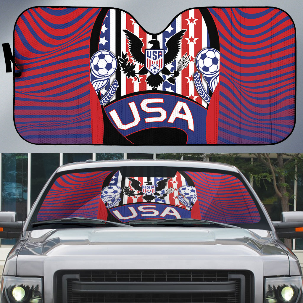 United States Soccer Auto Sun Shade American Eagle Flag Stars And Stripes