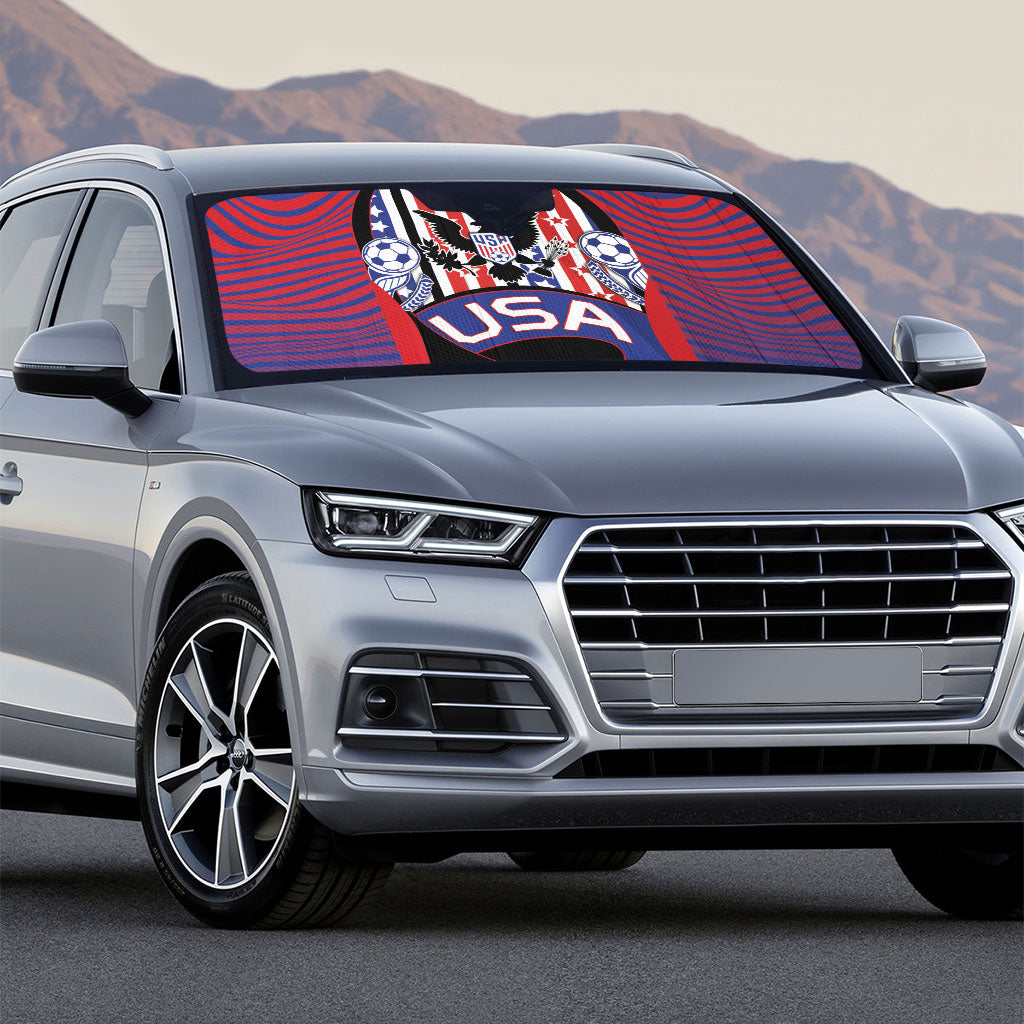 United States Soccer Auto Sun Shade American Eagle Flag Stars And Stripes