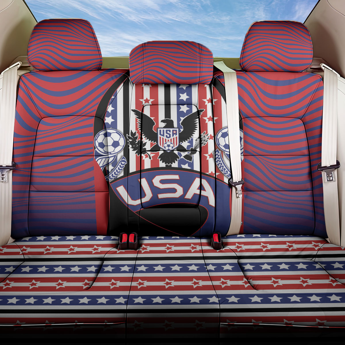United States Soccer Back Car Seat Cover American Eagle Flag Stars And Stripes