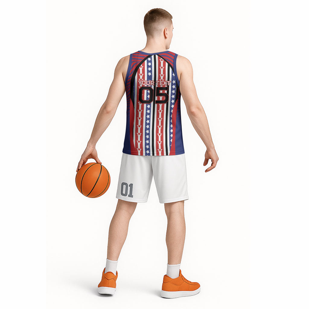 Custom United States Soccer Basketball Jersey American Eagle Flag Stars And Stripes