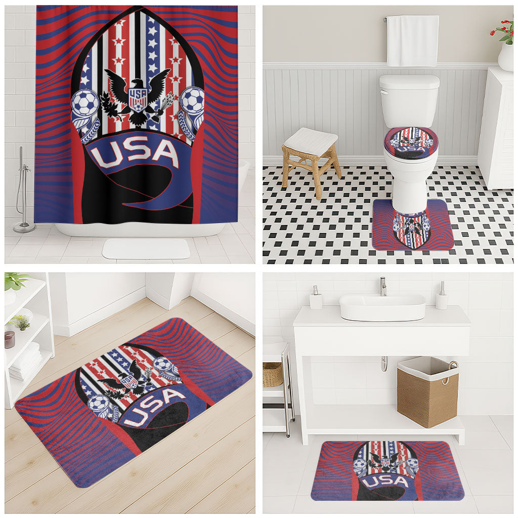 United States Soccer Bathroom Set American Eagle Flag Stars And Stripes