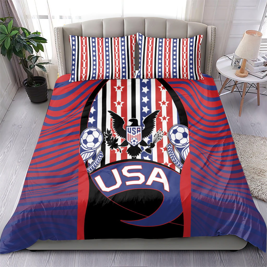 United States Soccer Bedding Set American Eagle Flag Stars And Stripes