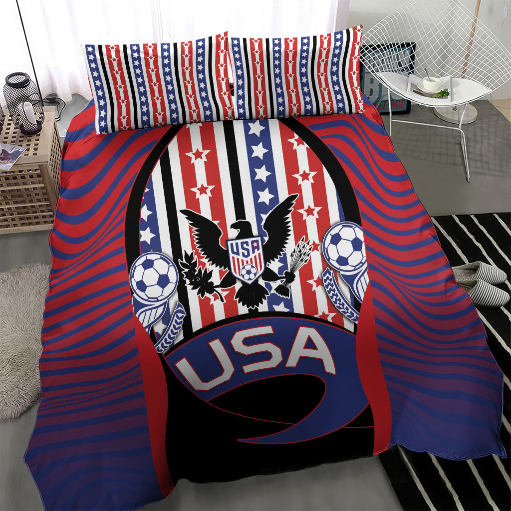 United States Soccer Bedding Set American Eagle Flag Stars And Stripes