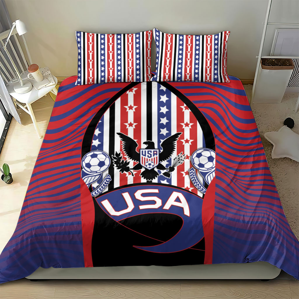 United States Soccer Bedding Set American Eagle Flag Stars And Stripes