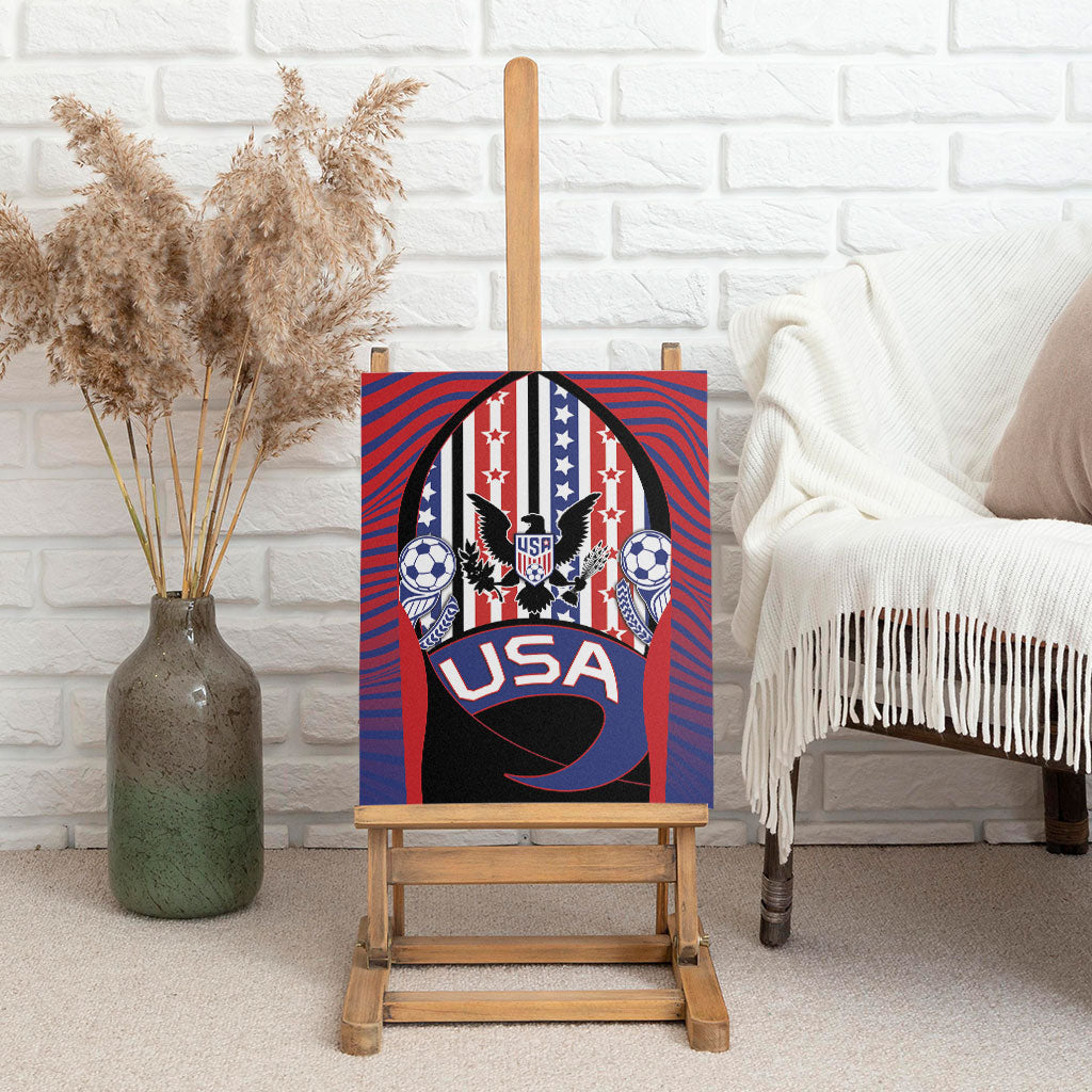 United States Soccer Canvas Wall Art American Eagle Flag Stars And Stripes