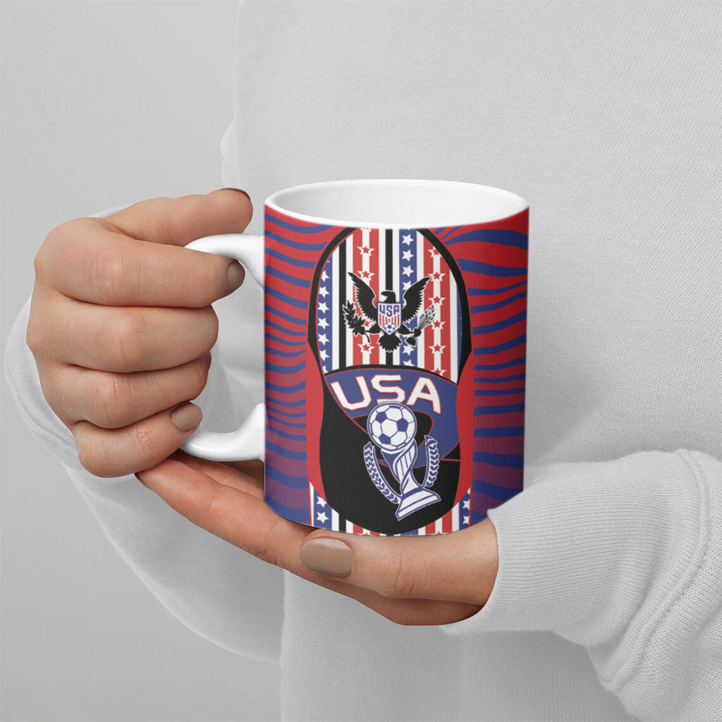 Custom United States Soccer Ceramic Mug American Eagle Flag Stars And Stripes