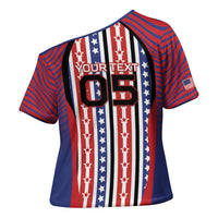 Custom United States Soccer Cross Shoulder Shirt American Eagle Flag Stars And Stripes