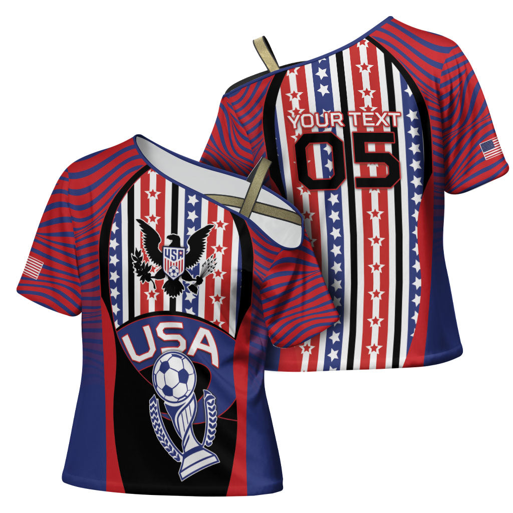 Custom United States Soccer Cross Shoulder Shirt American Eagle Flag Stars And Stripes