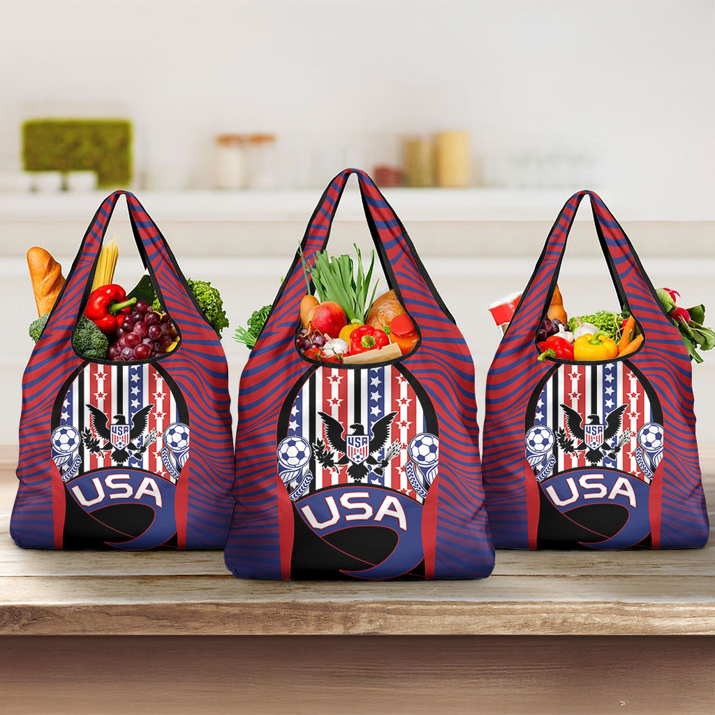 United States Soccer Grocery Bag American Eagle Flag Stars And Stripes