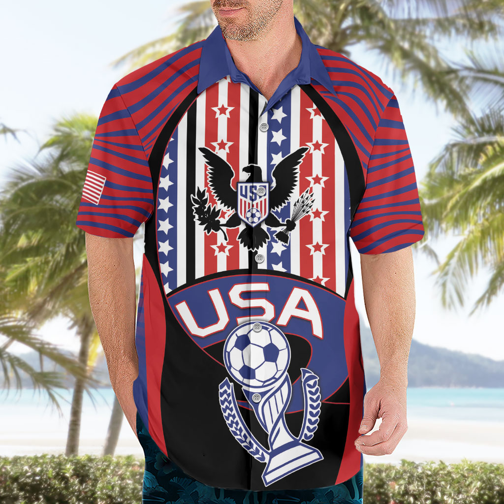 Custom United States Soccer Hawaiian Shirt American Eagle Flag Stars And Stripes