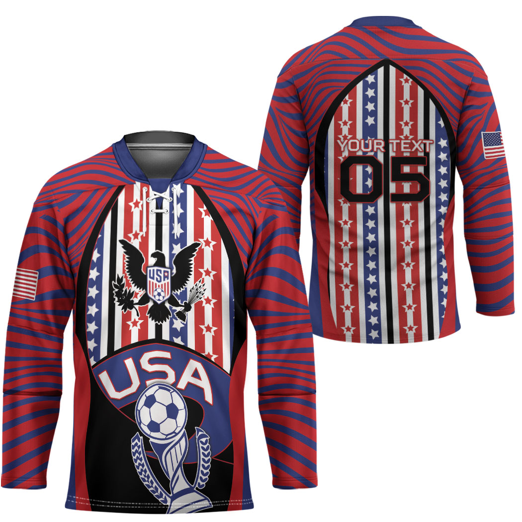 Custom United States Soccer Hockey Jersey American Eagle Flag Stars And Stripes