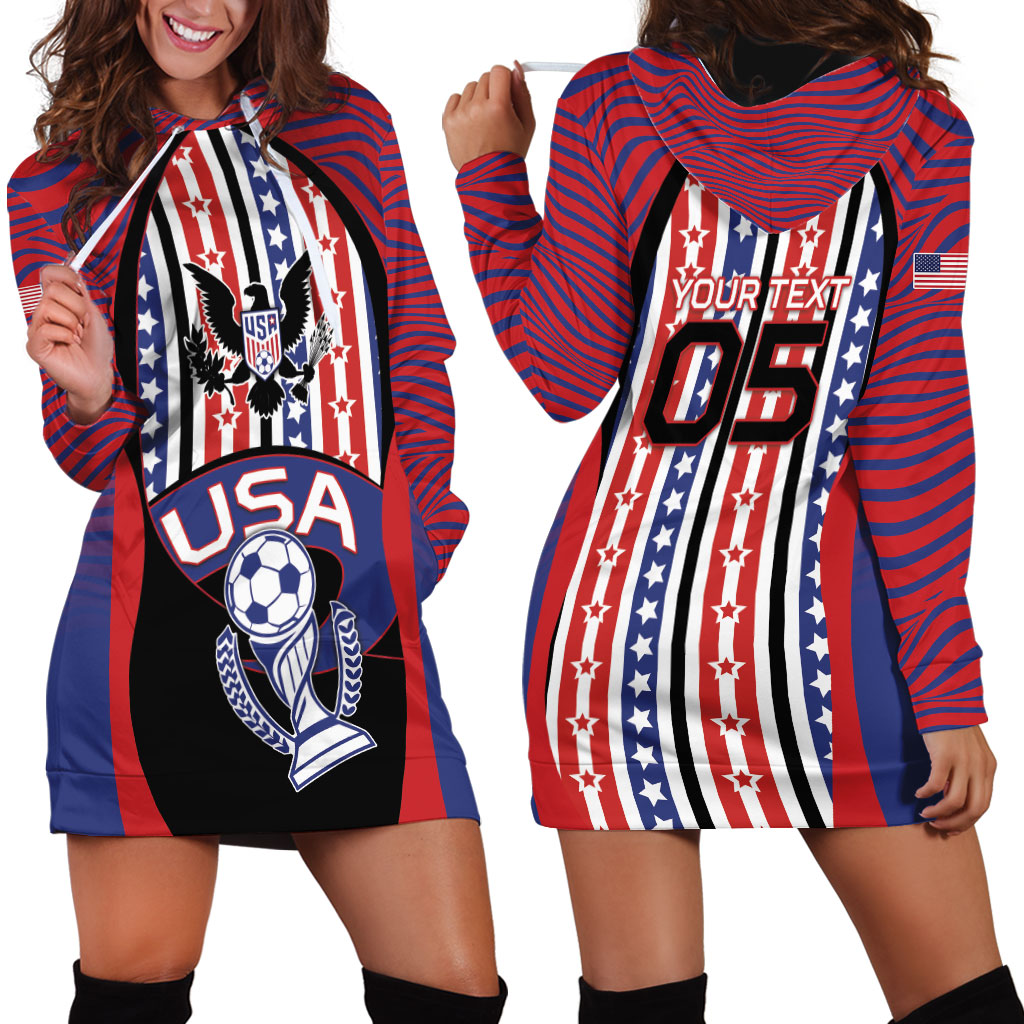 Custom United States Soccer Hoodie Dress American Eagle Flag Stars And Stripes