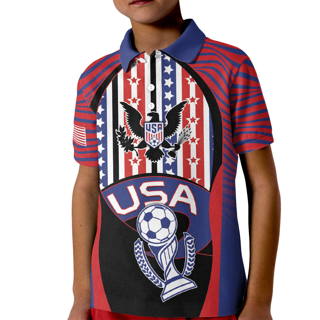 Custom United States Soccer Kid Polo Shirt American Eagle Flag Stars And Stripes