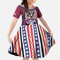 Custom United States Soccer Kid Short Sleeve Dress American Eagle Flag Stars And Stripes