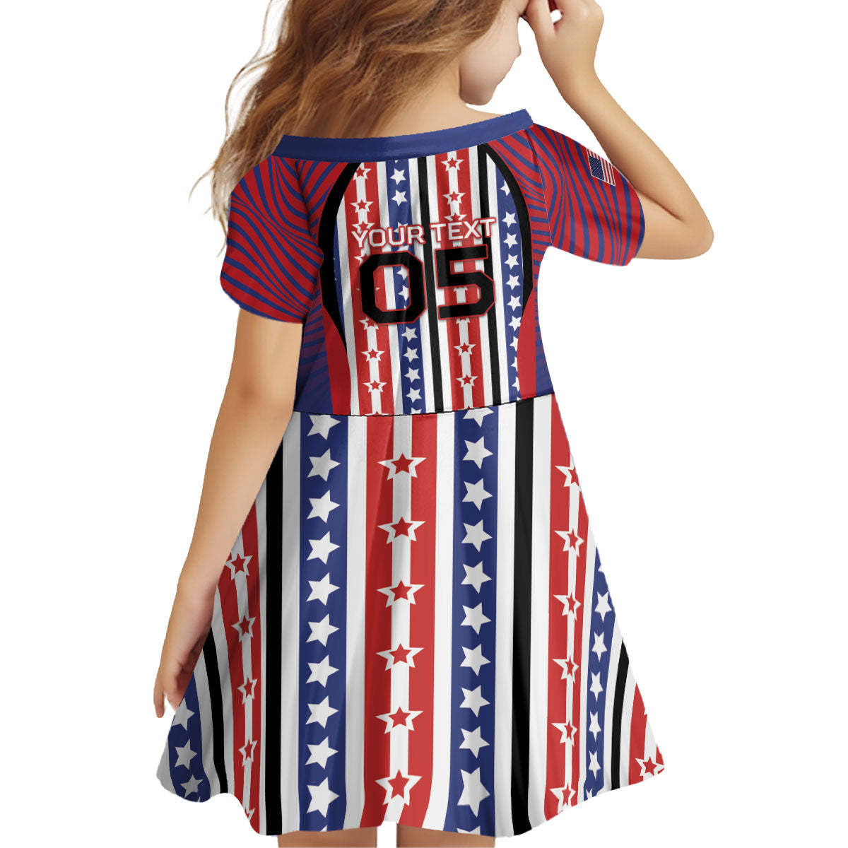 Custom United States Soccer Kid Short Sleeve Dress American Eagle Flag Stars And Stripes