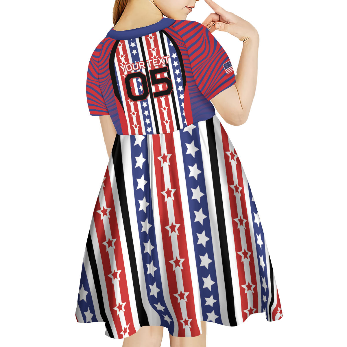 Custom United States Soccer Kid Short Sleeve Dress American Eagle Flag Stars And Stripes
